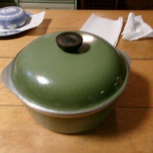 vtg 70s club aluminum cast aluminum avocado green dutch oven dome lid 4qt